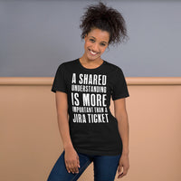 A shared understanding... women's black t-shirt